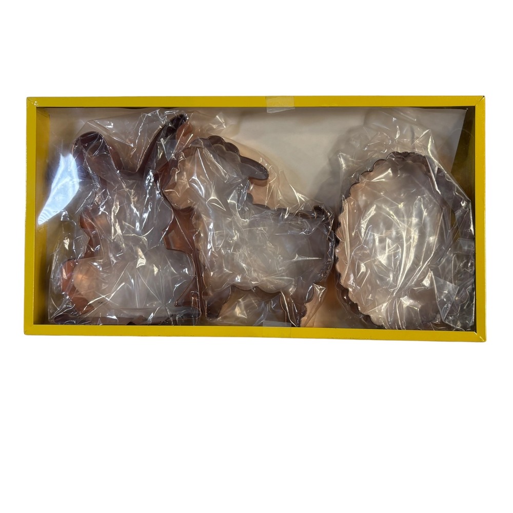 Old River Road Handcrafted Copper Cookie Cutter Set Easter Rabbit Lamb Egg 3pc